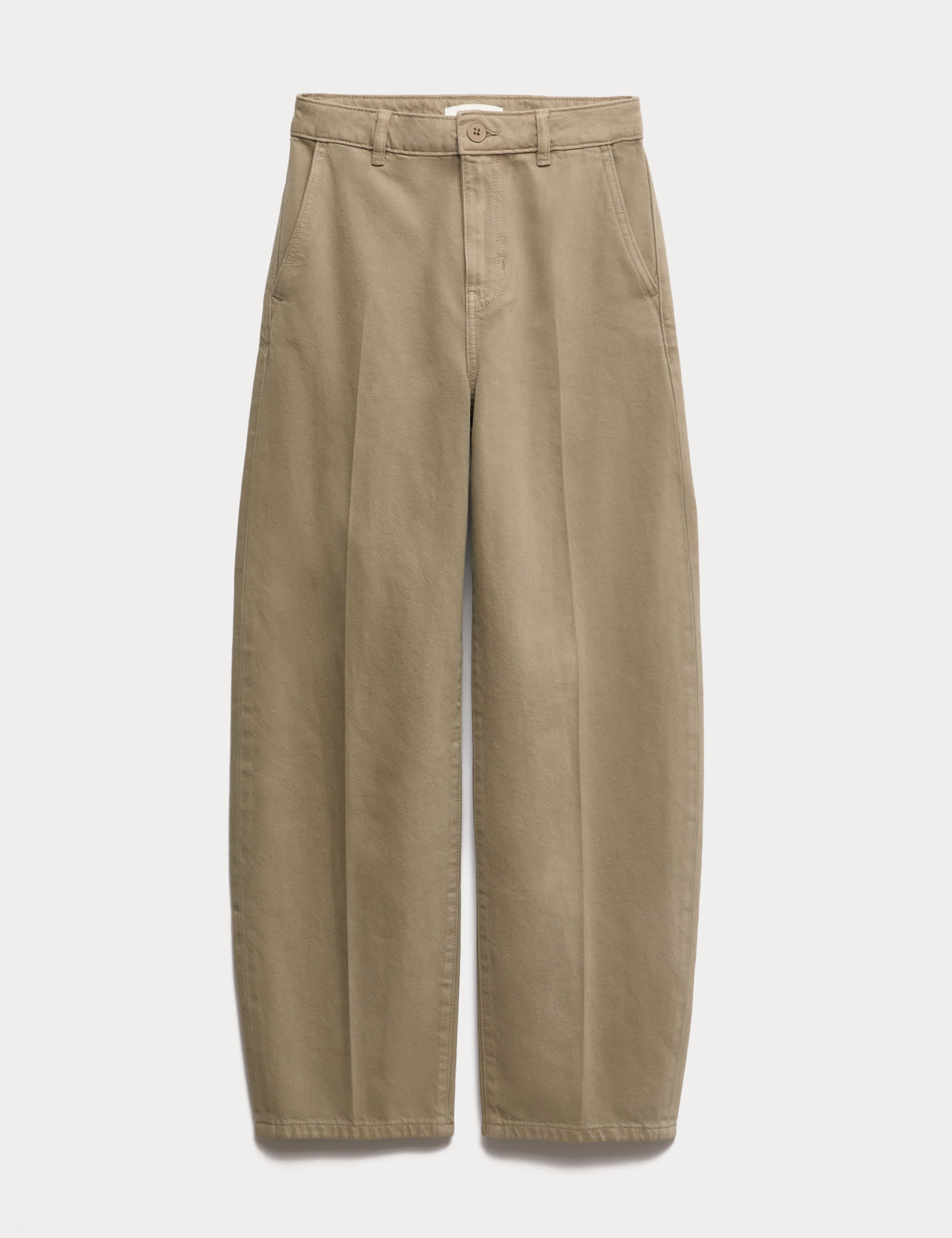 Pure Cotton Crease Front Barrel Leg Trousers