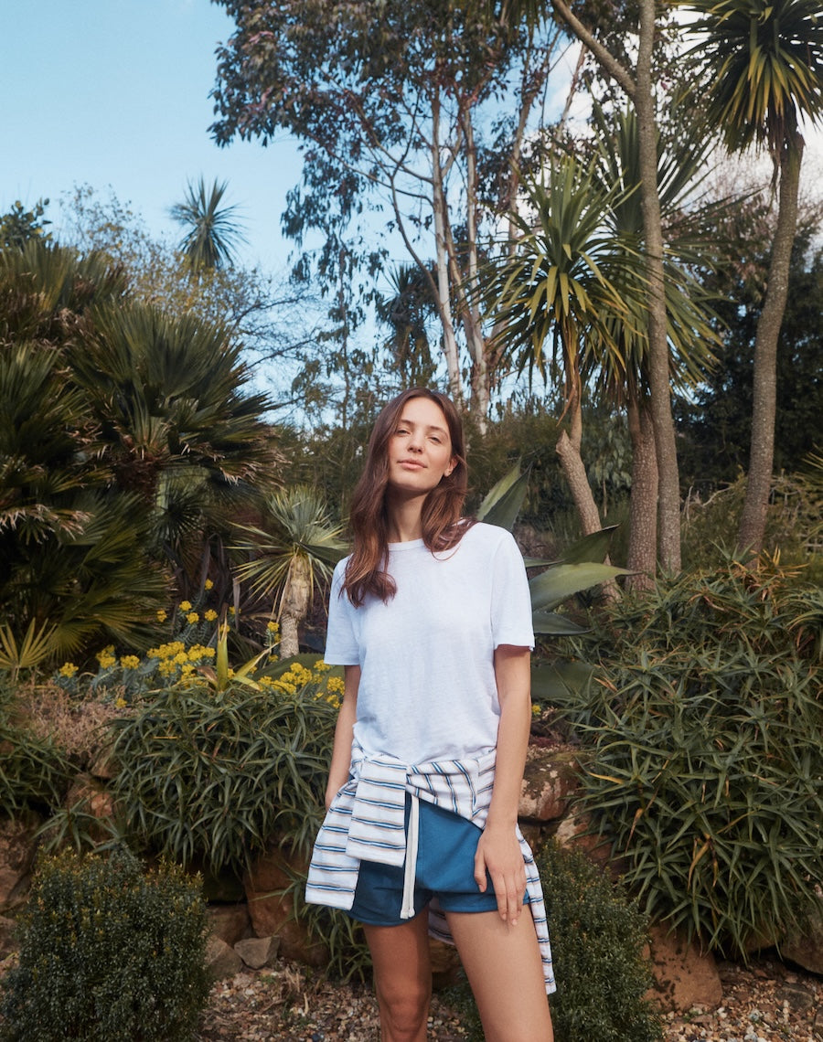 Navygrey Women | the Linen 02 | Luxury Sustainable Short Sleeve T-Shirt | White | Navygrey