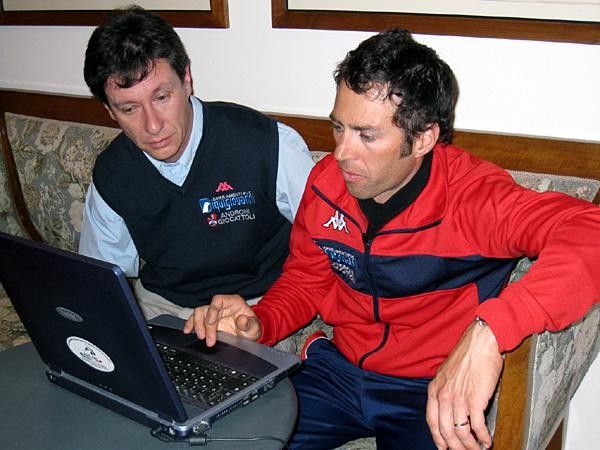 Gilberto Simoni looks over his training plan