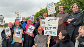 Swimmers at Chew Valley Lake protest