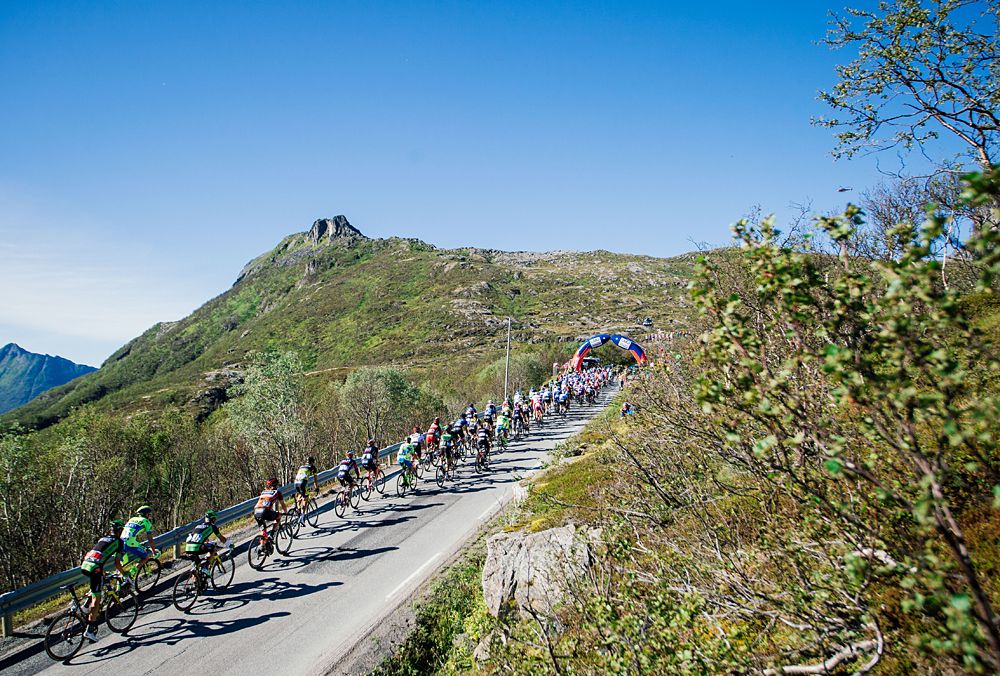 The peloton take on a hillier stage at the Arctic Race of Norway