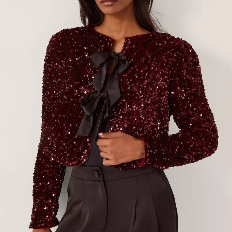 Monsoon, Belinda Bow Sequin Jacket