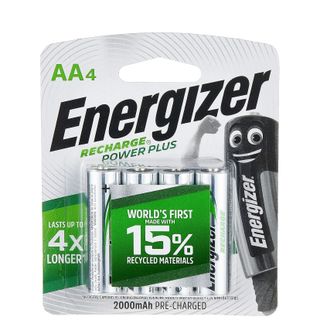 Product shot of Energizer Recharge Power Plus AA Rechargeable batteries