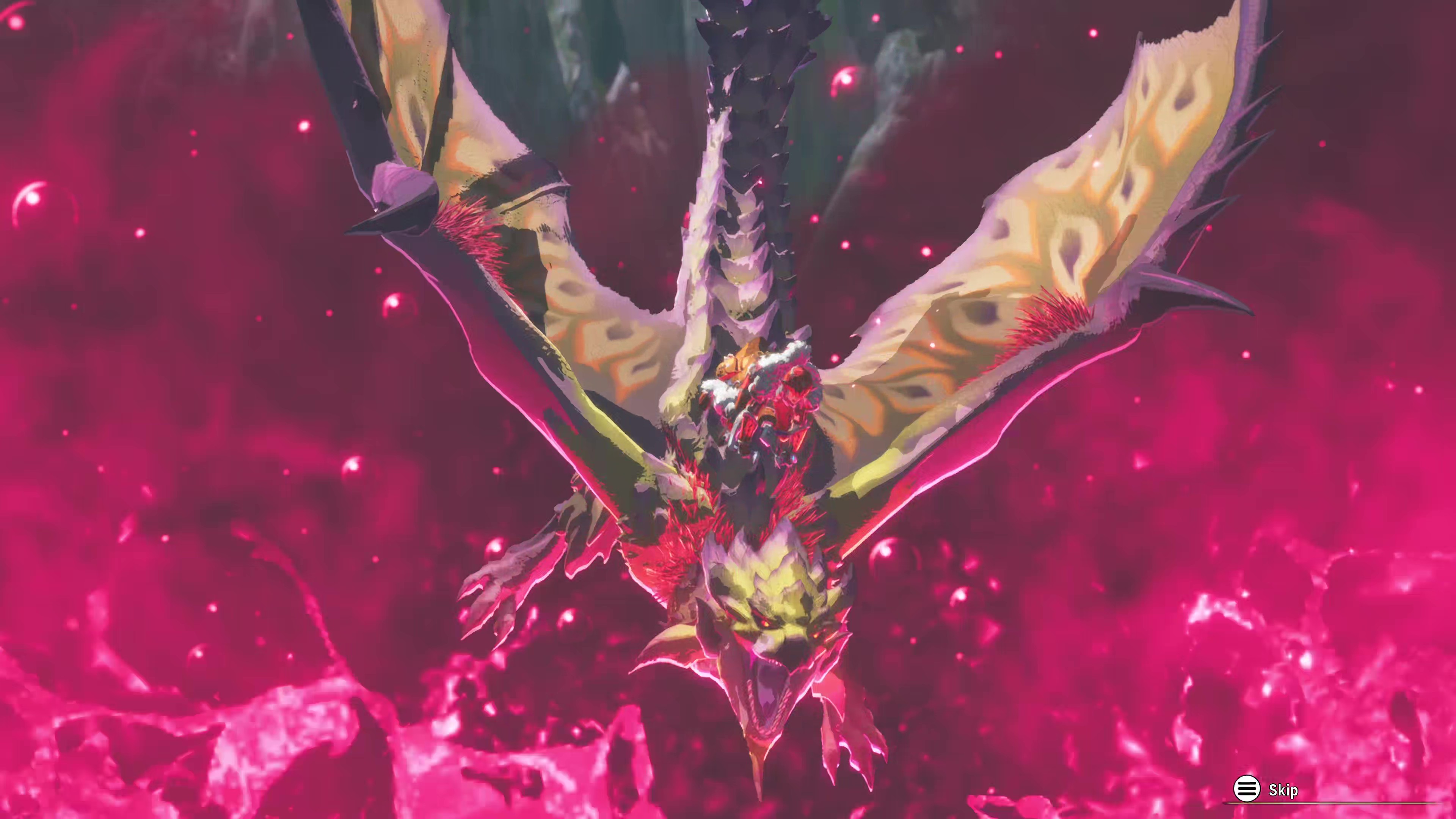 Personally taken in-game screenshot of the Dreadqueen Rathalos unleashing its Kinship Skill attack in Monster Hunter Stories 3: Twisted Reflection