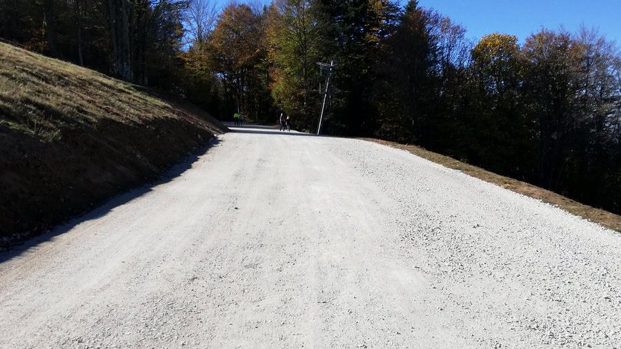 The freshly laid gravel surface