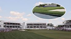 A general view of the 18th hole at Memorial Park Golf Course with an inset photo of the new temporary Poppie's Pond in place