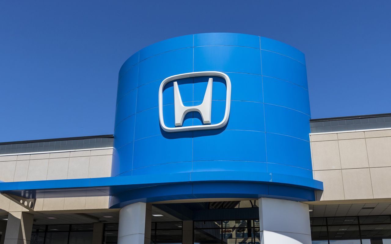 Indianapolis - Circa April 2017: Honda Motor Co. Logo and Sign. Honda Manufactures Among the Most Reliable Cars in the World IV