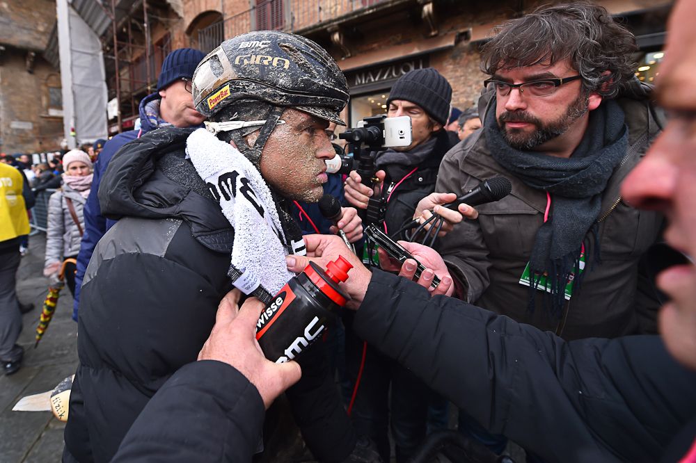 The cold weather at Strade Bianche disagreed with Greg Van Avermaet