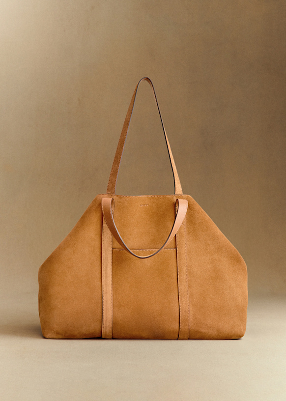 Gabin Maxi Bag - Camel - Split Cowhide Leather - S&amp;eacute;zane