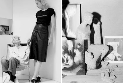 Odile Mir (sitting in a vintage ‘Filo’ chair) and her granddaughter Léonie Alma Mason at the artist’s home/studio in Toulouse