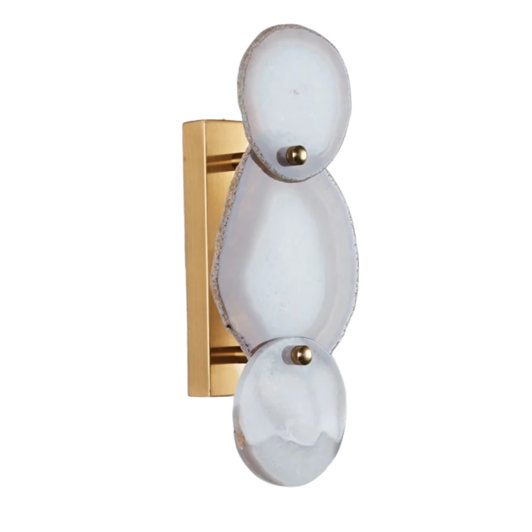 Organic Agate Stone Wall-Mounted Sconce, 17 Inch Natural Wall Light With Agate Tile, Unique Elegant Wall Sconce for Entryway, Living Room