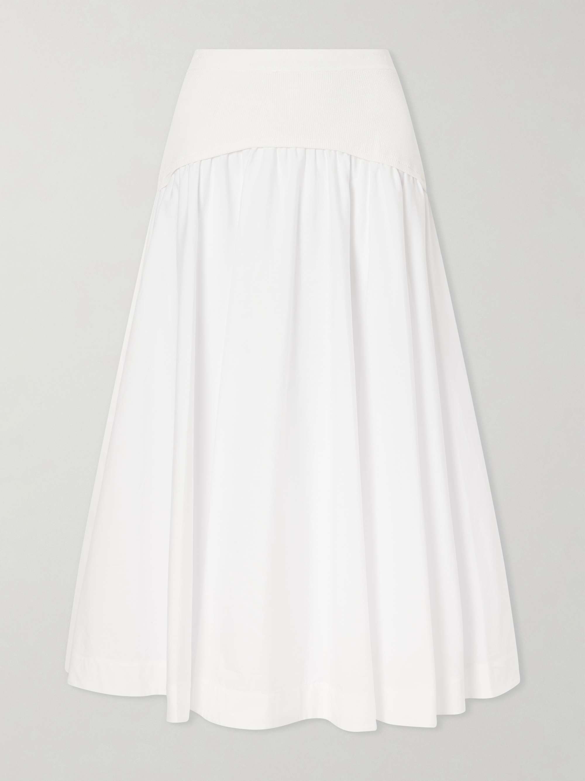 Ovie Pleated Ribbed Cotton-Poplin Midi Skirt