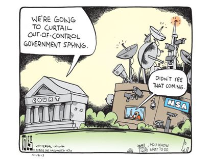 Political cartoon NSA court spying