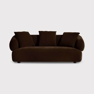 Barker & Stonehouse Blume Curved Dark Brown Fabric 3 Seater Sofa