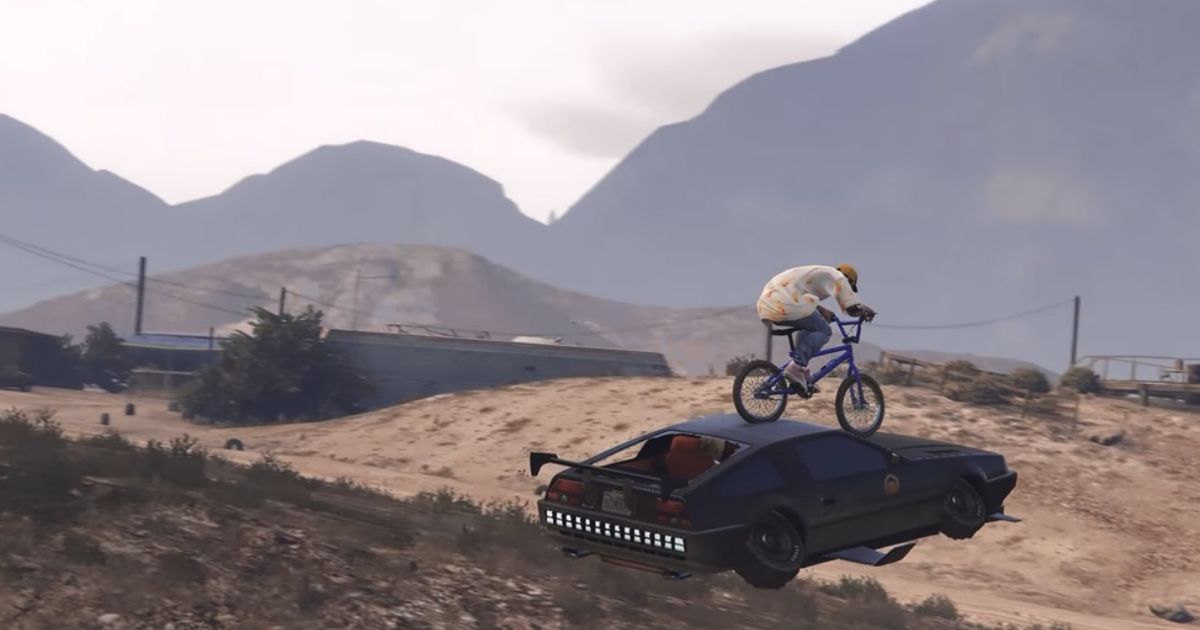 gta character riding a motorbike