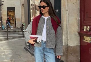 woman in gray jacket and burgundy sweater