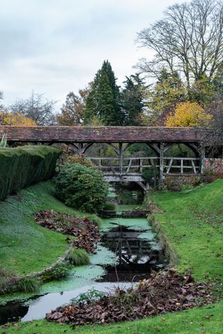 bridge over moat in Elizabethan manor - Britain's oldest home