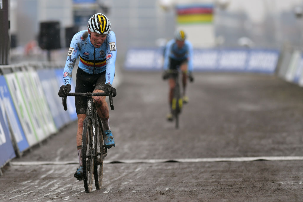 OOSTENDE BELGIUM JANUARY 30 Arrival Timo Kielich of Belgium during the 72nd UCI CycloCross World Championships Oostende 2021 Men U23 UCICX CXWorldCup Ostend2021 CX on January 30 2021 in Oostende Belgium Photo by Luc ClaessenGetty Images