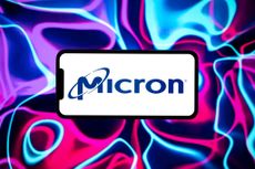 Micron logo displayed on a mobile phone screen