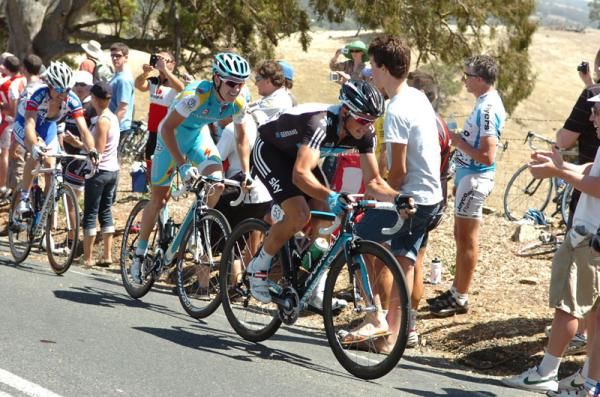 Simon Gerrans (Sky) powers up the climb