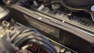 Corsair Vengence DDR5 RAM slotted into a motherboard