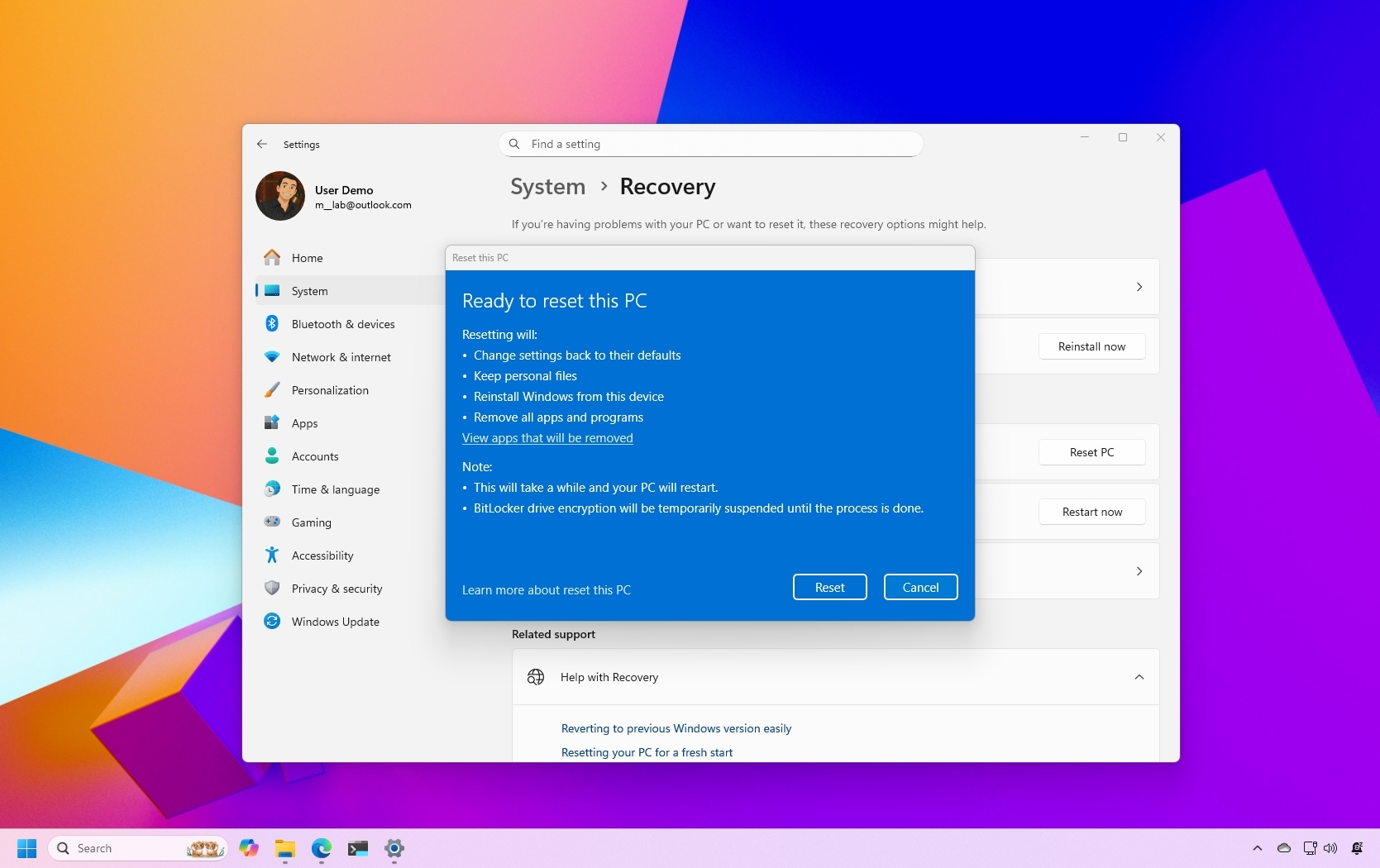 Windows 11 reset to factory settings