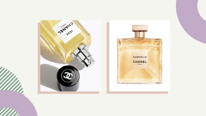 Collage of two of the best chanel perfumes, Gabrielle and Coco Noir Chanel 