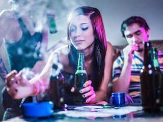 woman with pot and alcohol