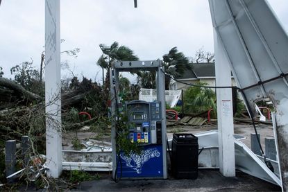 A destroyed gas station in Panama City, Florida.
