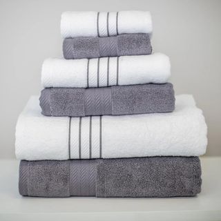 gray and white towels