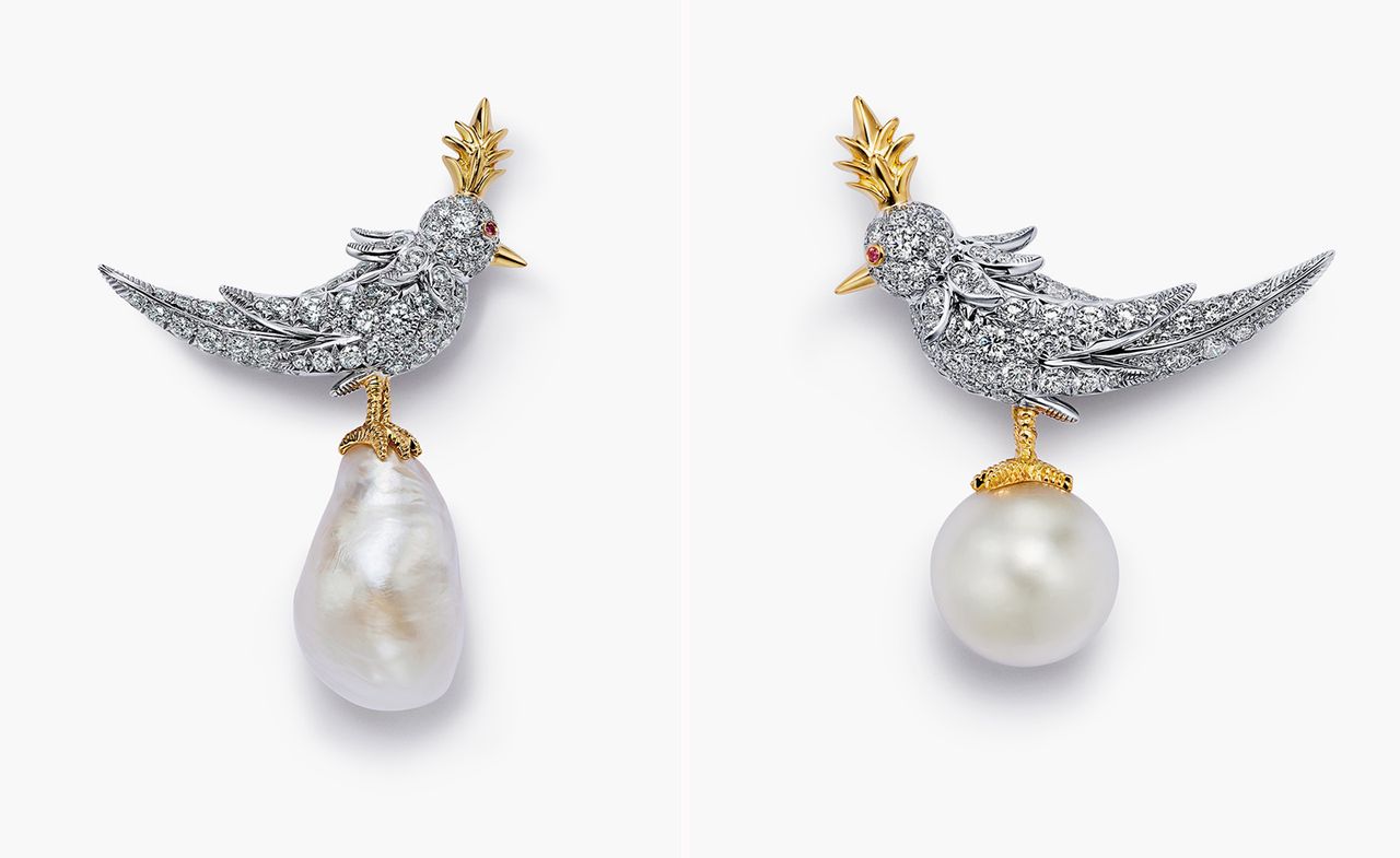 diamond bird on pearls