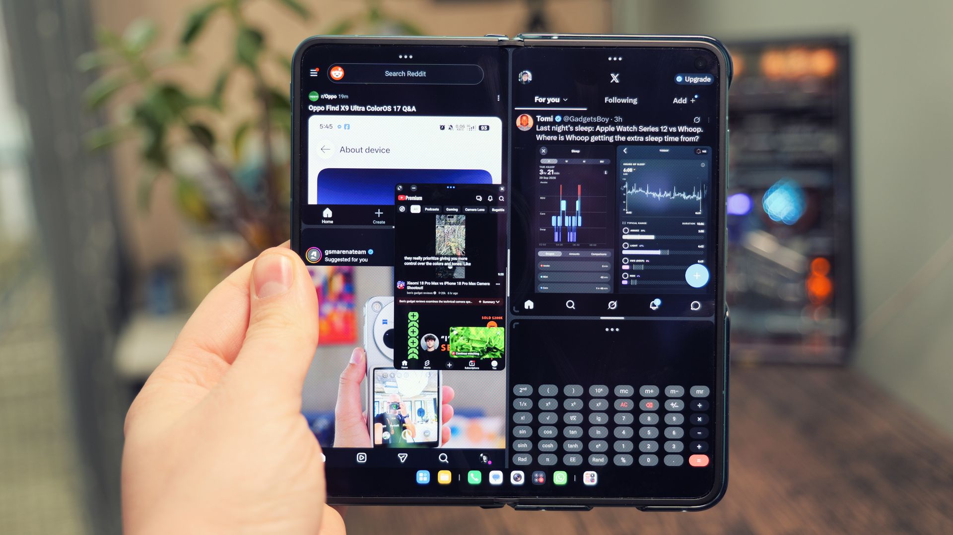 Vivo X Fold 6 multitasking with 5 apps