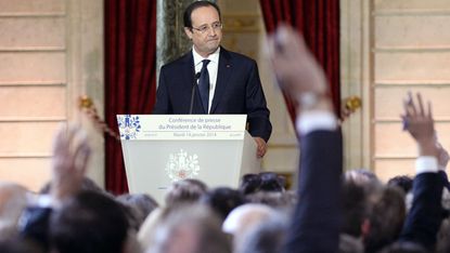 Francois Hollande at yesterday's press conference