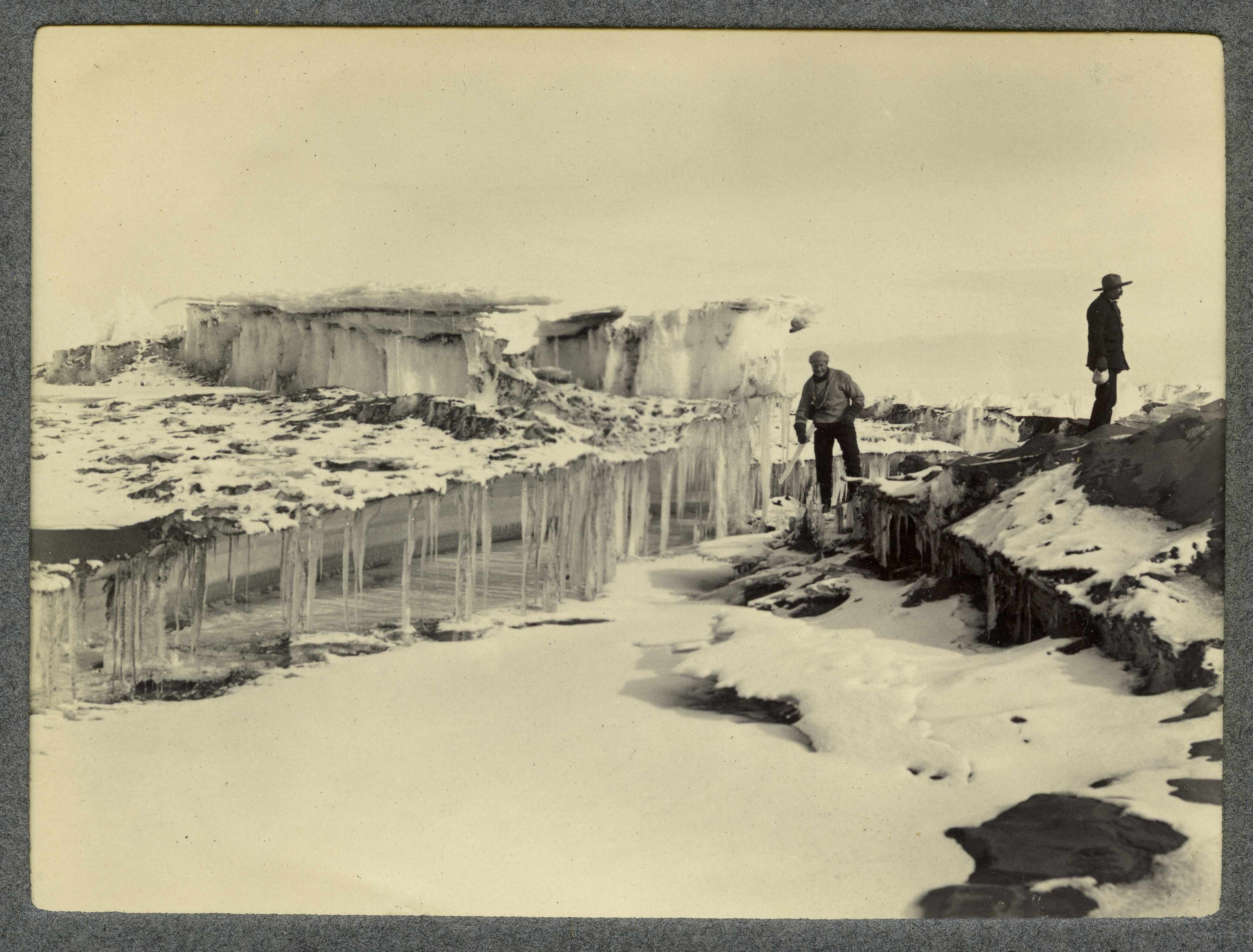 Peculiar ice formation, McMurdo Strait, Antarctica, National Antarctic Expedition 1901-1904. (Photo by Royal Geographical Society via Getty Images)