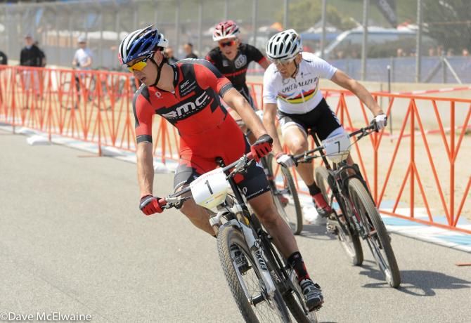 Stephen Ettinger (BMC) leading as they head out for one more lap