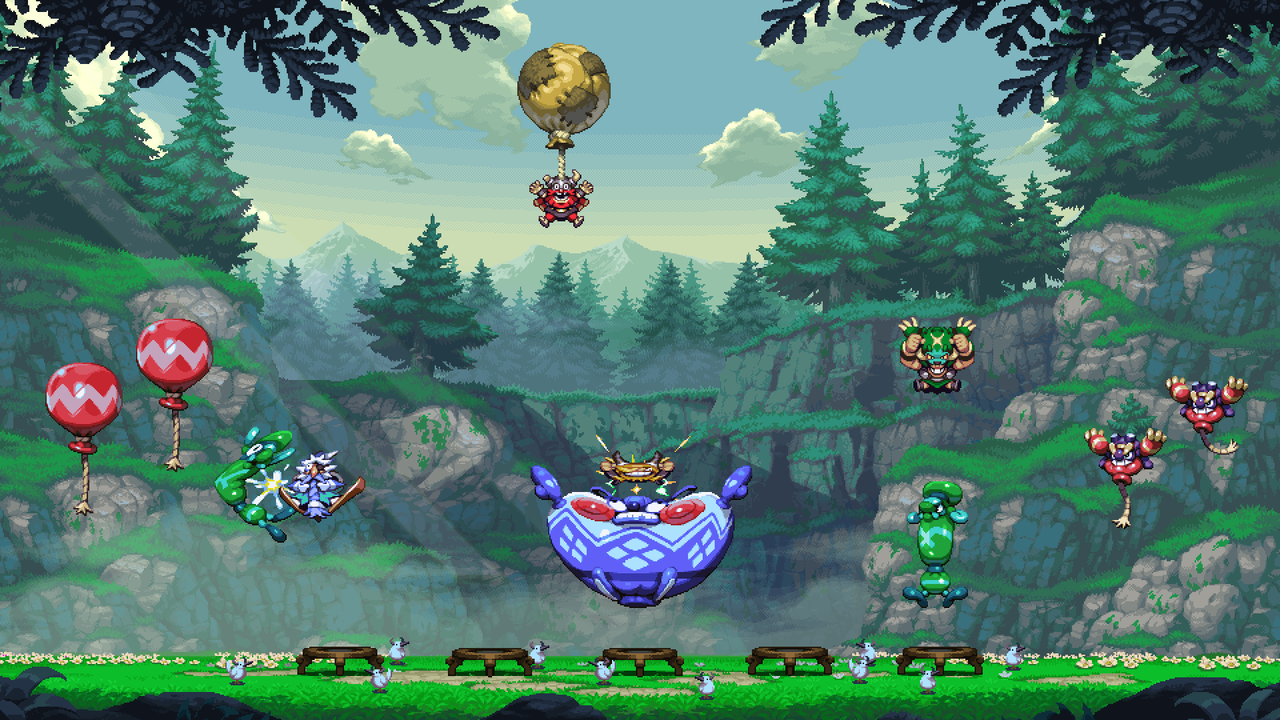 Screenshot from videogame Vikings on Trampolines.
