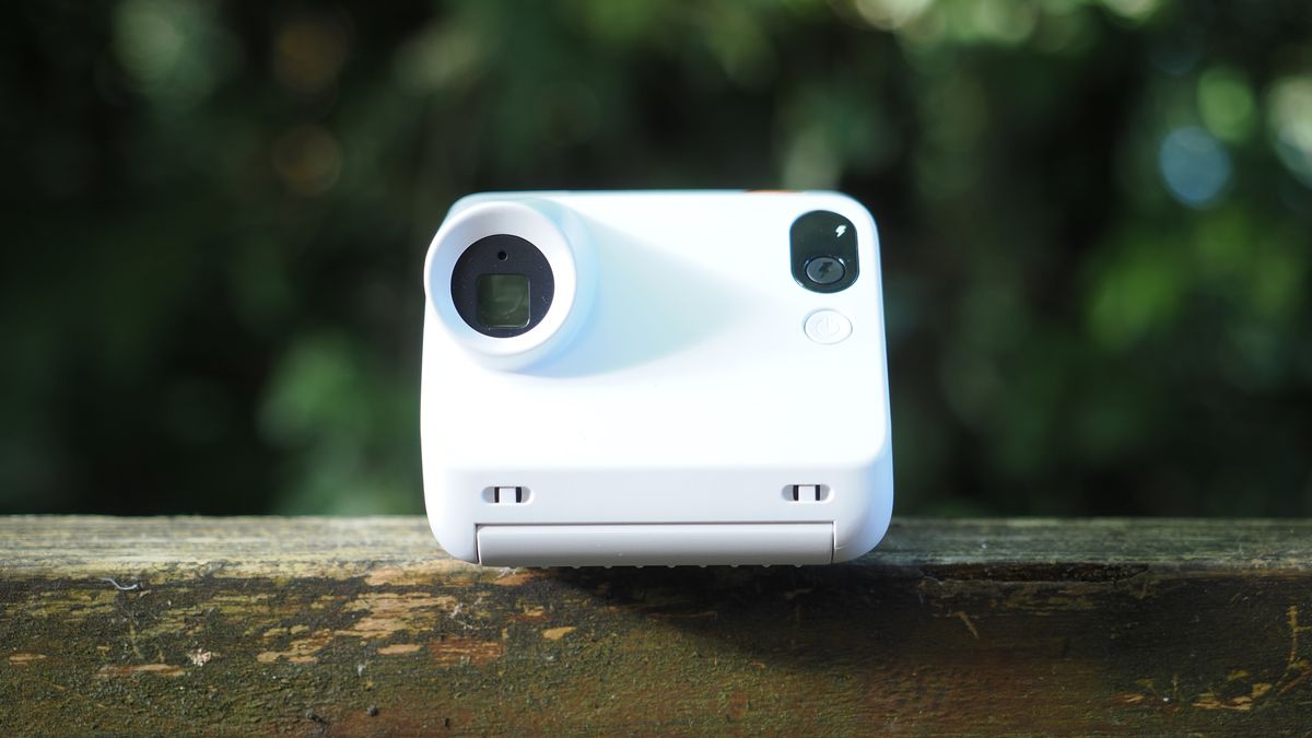 Polaroid Go Gen 3 on a wooden surface outdoors