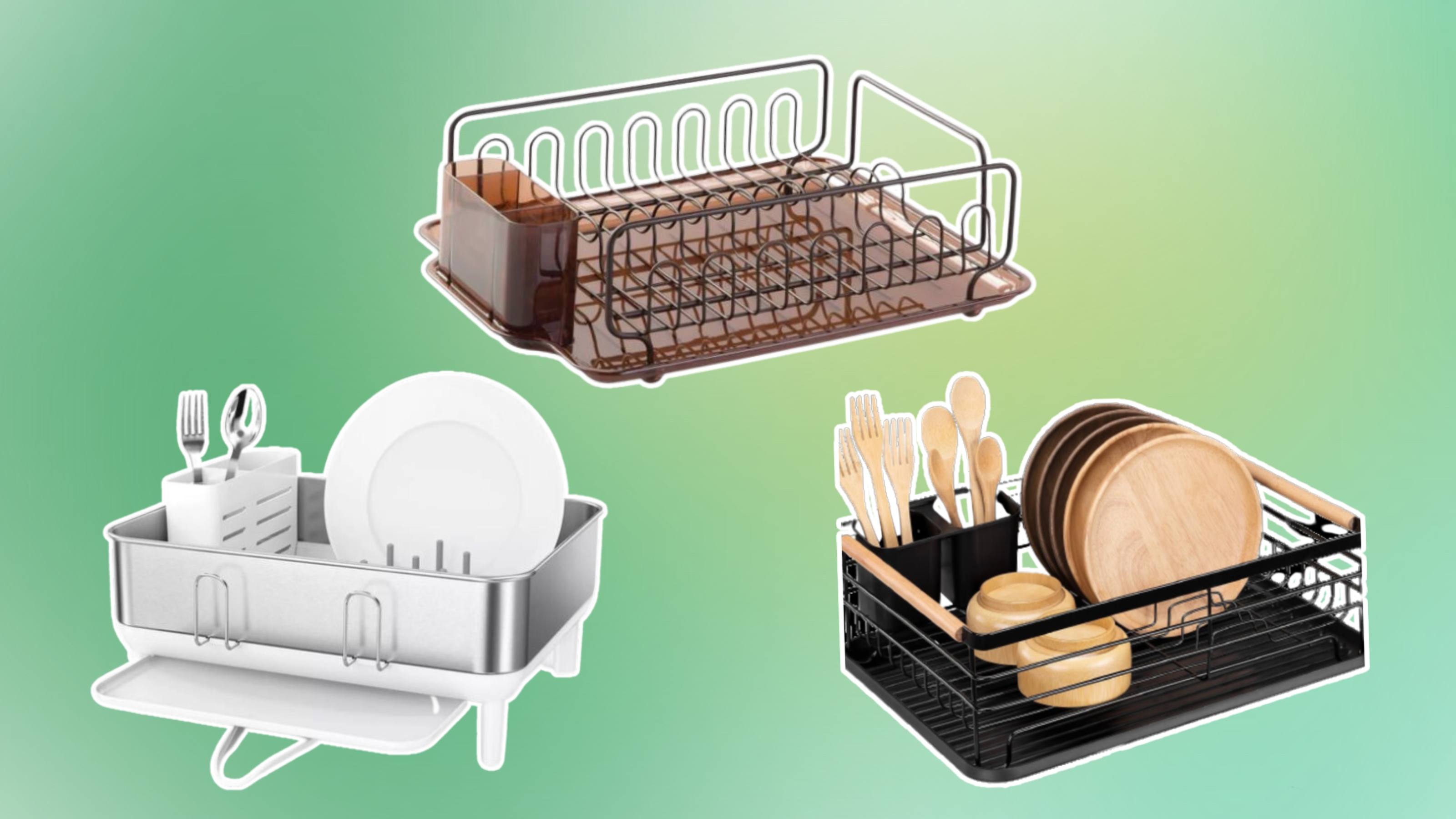 Dish Drying Rack, iSPECLE Dish Drainer with Tray Utensil Cup, for