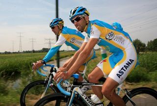 Benjamin Noval and Dani Navarro enjoy their ride in the sunshine outside Rotterdam.