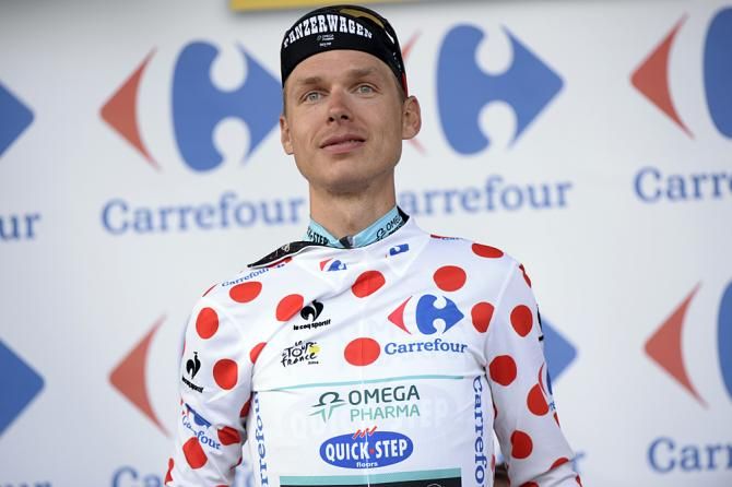 Tony Martin now in the polka dot jersey