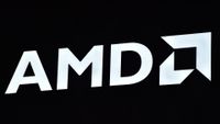 AMD logo pictured at Mobile World Congress (MWC) in 2023.