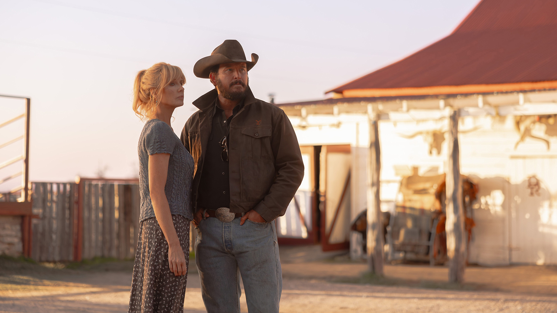Kelly Reilly and Cole Hauser in "Dutton Ranch"
