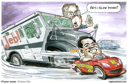 Political cartoon U.S. Bush Rubio 2016