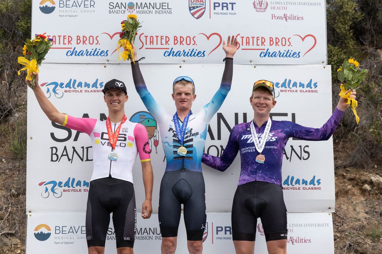 The podium after the time trial