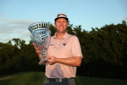 Ryan Brehm with the trophy after winning the 2022 Puerto Rico Open