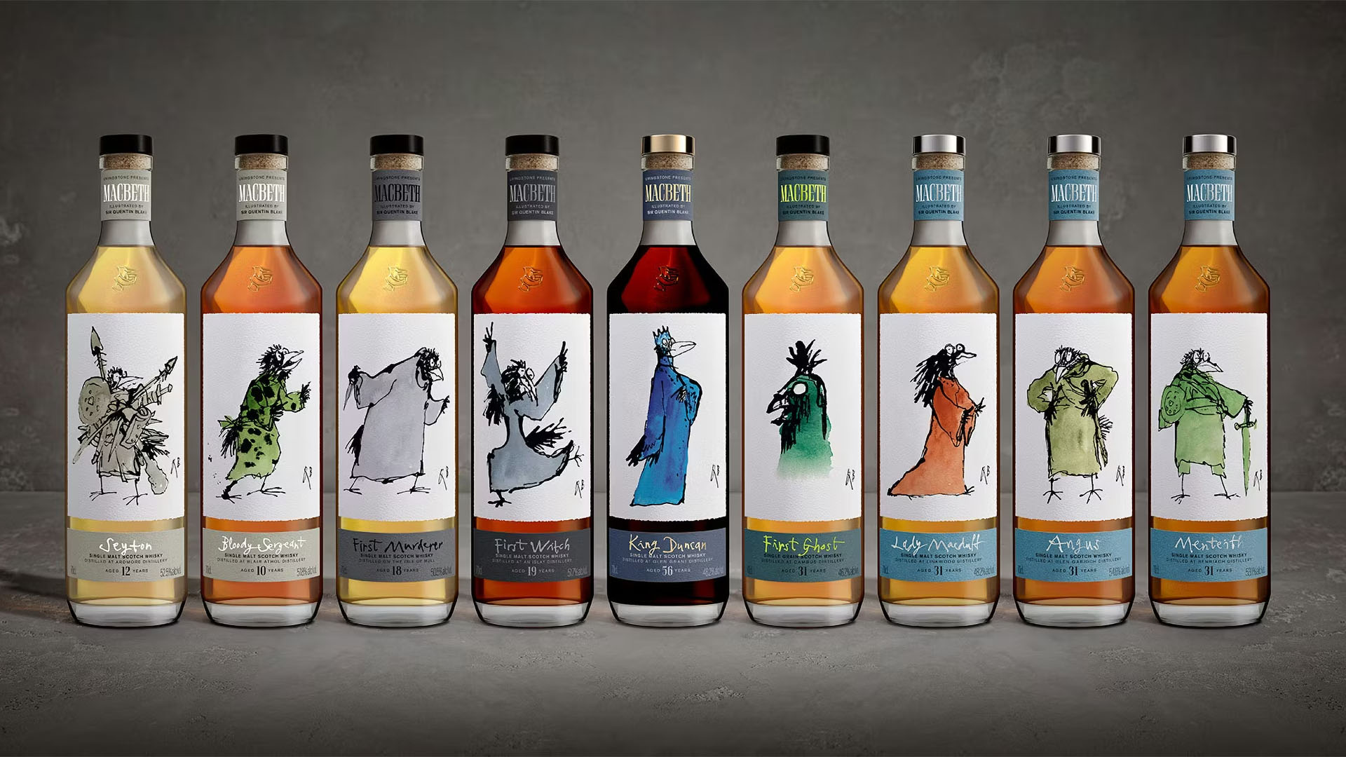 A photo of whisky bottles.