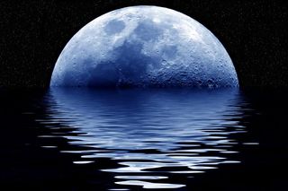The moon can appear somewhat blue if there's been a major volcanic eruption that put tons of particles in the air, but otherwise blue moons refer to multiple full moons in certain time frames