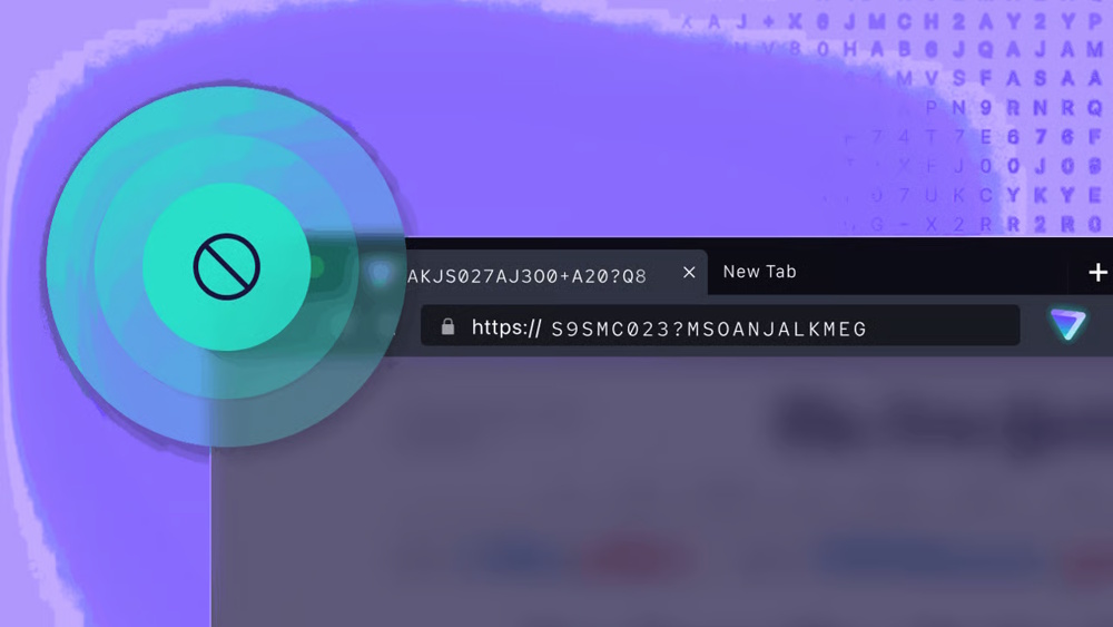 Illustration of a web browser tab with a string of DNS numbers and a stop sign.