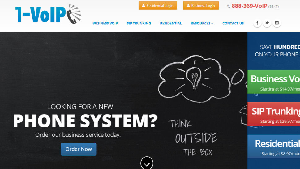 1-VoIP website screenshot (June 2025)