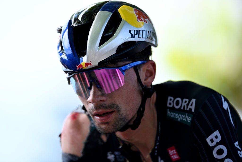 Primoz Roglic injured in a crash on stage 12 at the Tour de France